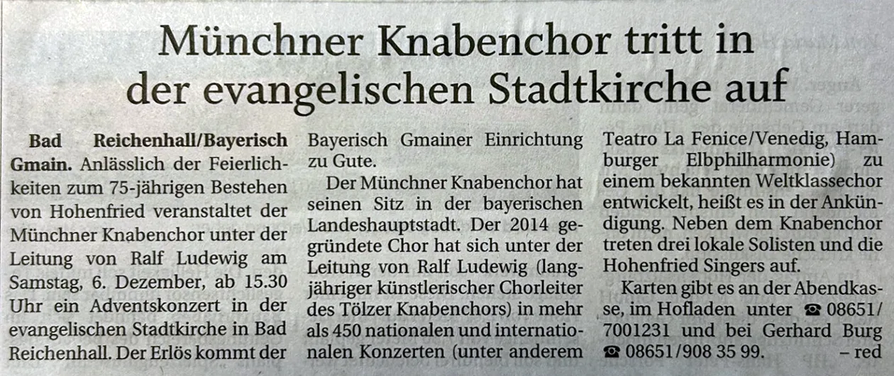 20112025 - Reichenhaller Tagblatt - Münchner Knabenchor